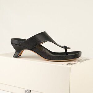 Loewe ‘Ease’ 50mm Thong Sandals, Black Leather, EU 40